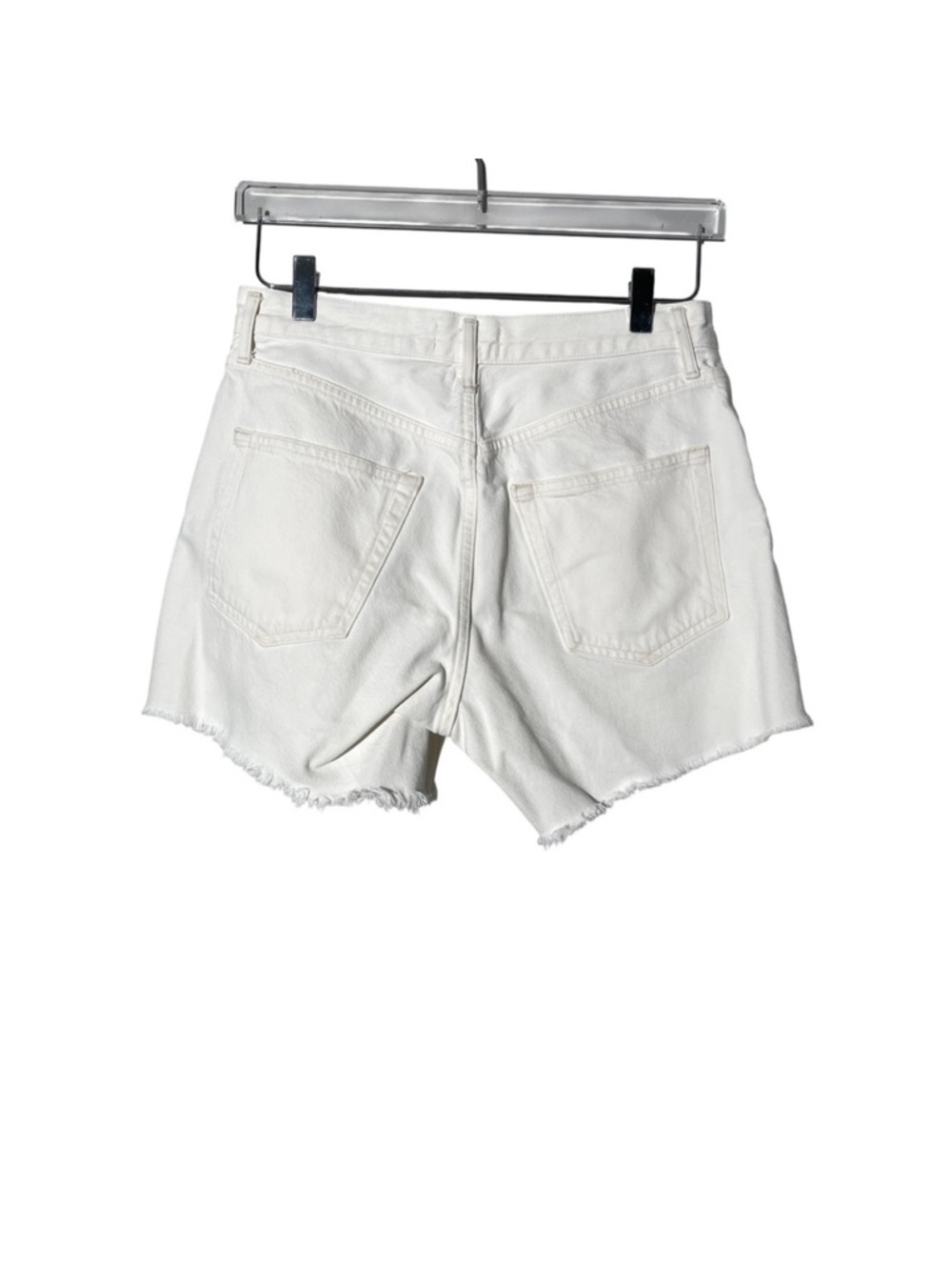 AGOLDE Reese Shorts Denim Cut Off Button Front High Rise Sz 27 White Ivory